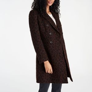 Cheetah Print Double Breasted Chesterfield Coat
